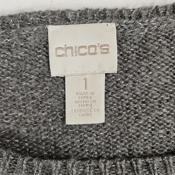 Chico's Gray Grey Paillette Sequin Sweater - Picture 7 of 10